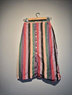 Vintage Cacharel Striped Button Up Skirt | Size Medium
